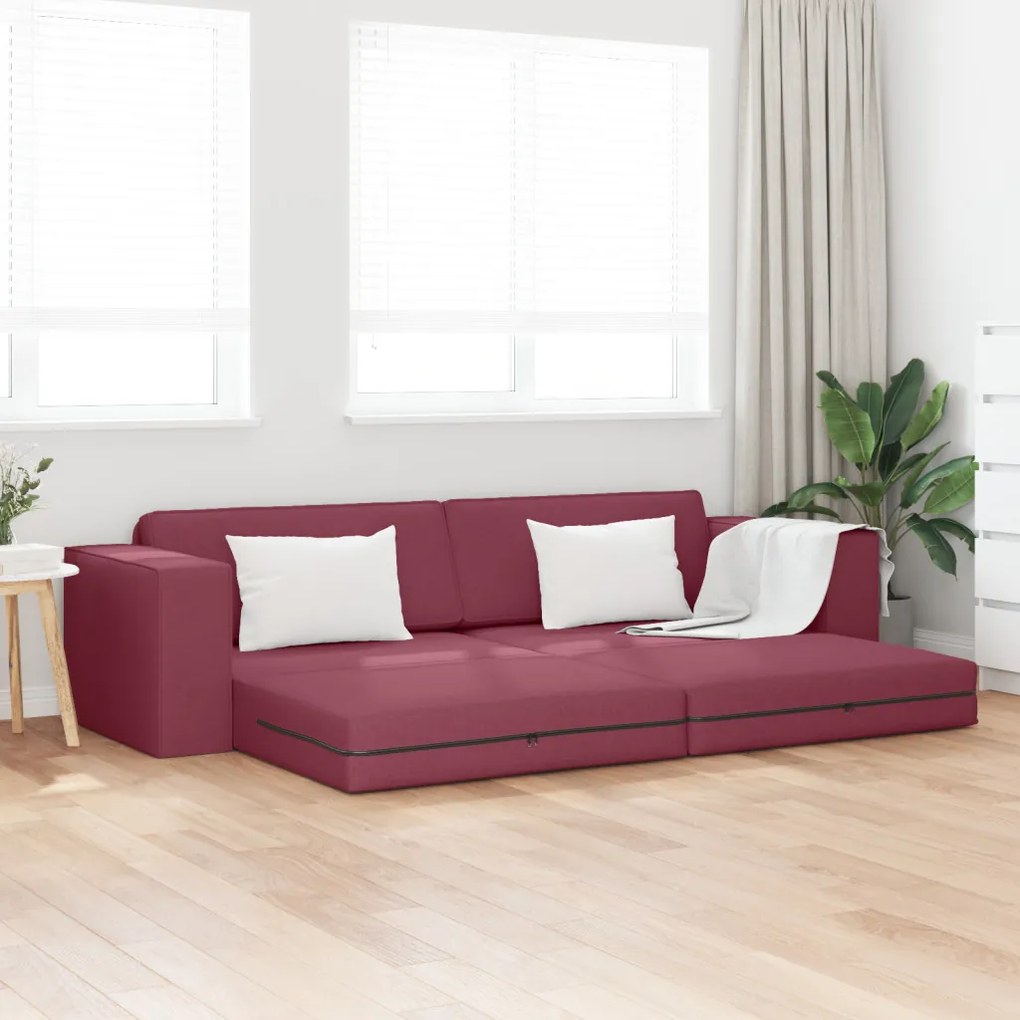 Földi Kanapé Ágy 2 az 1-ben Borvörös 245x150x60.5 cm Szövet