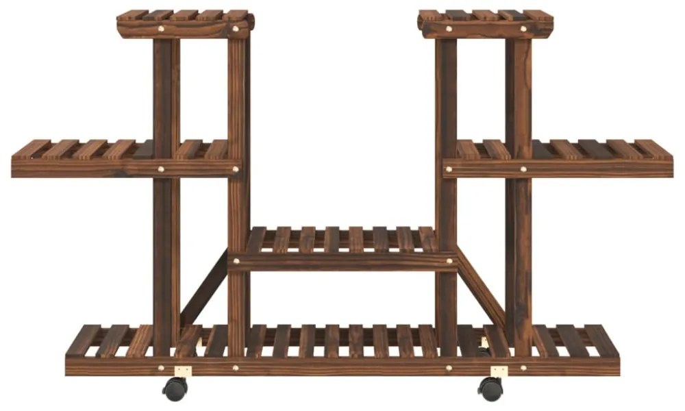 tömör fenyőfa virágtartó állvány kerekekkel 110 x 25 x 78 cm