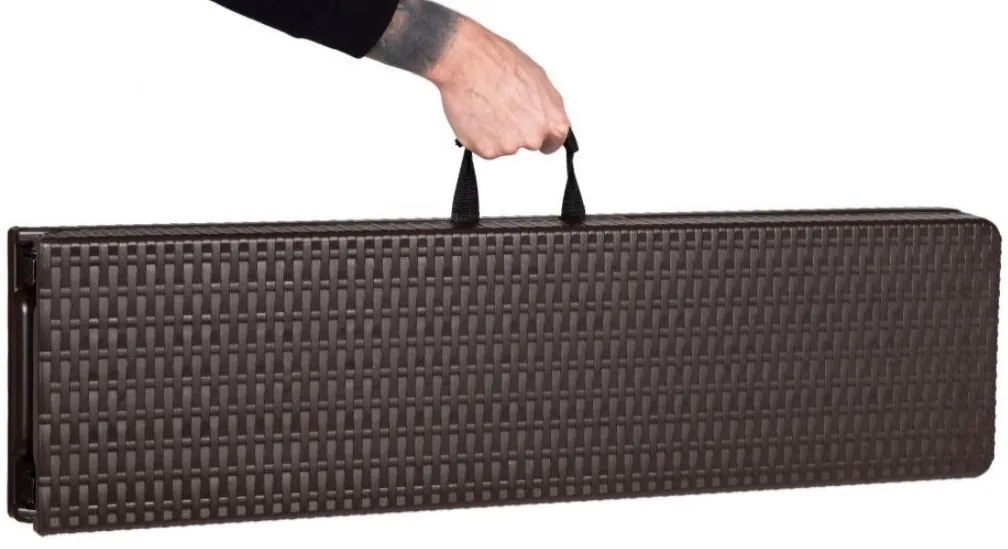 Catering készlet asztal + 2 pad 180cm Brown Rattan