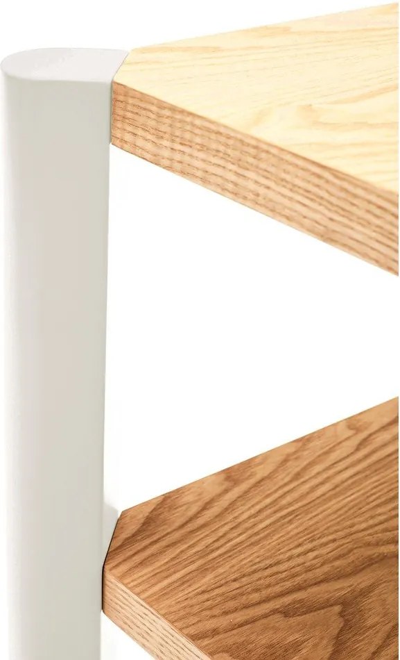 Krémszínű-világos natúr színű polcos állvány tölgyfa dekorral 126x84x43 cm Bona – Teulat