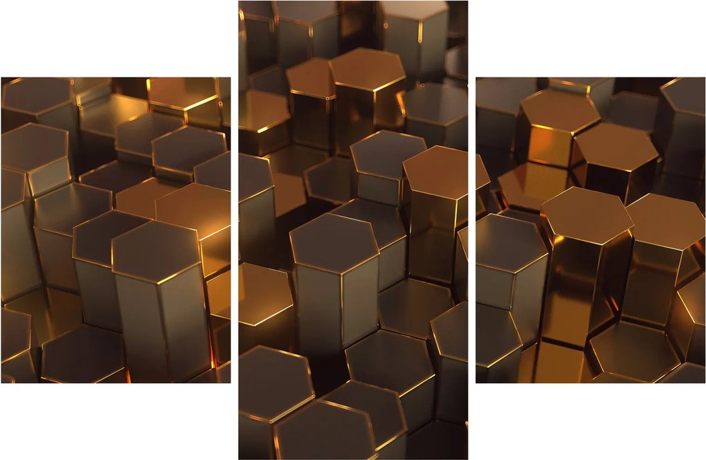 Kép - bronz hatszögek (90x60 cm)