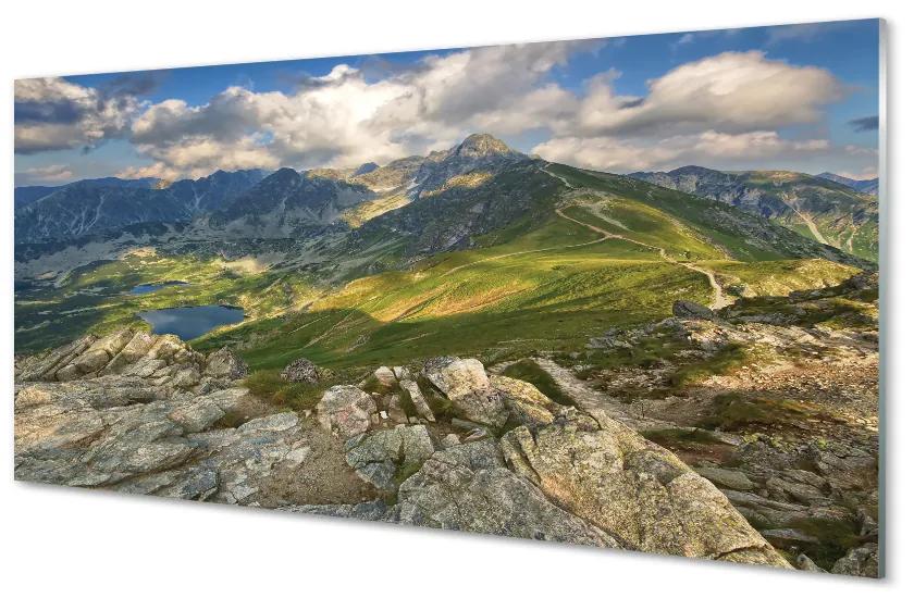 Akrilképek hegyi tó 140x70 cm