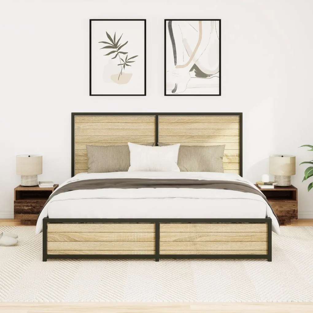Éjjeli szekrények LED világítással 2 db Régi fa 40x39x37 cm
