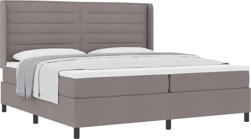 vidaXL Boxrugós ágy matracmal fejtámlával Tópszínű 200 x 200 cm szövet