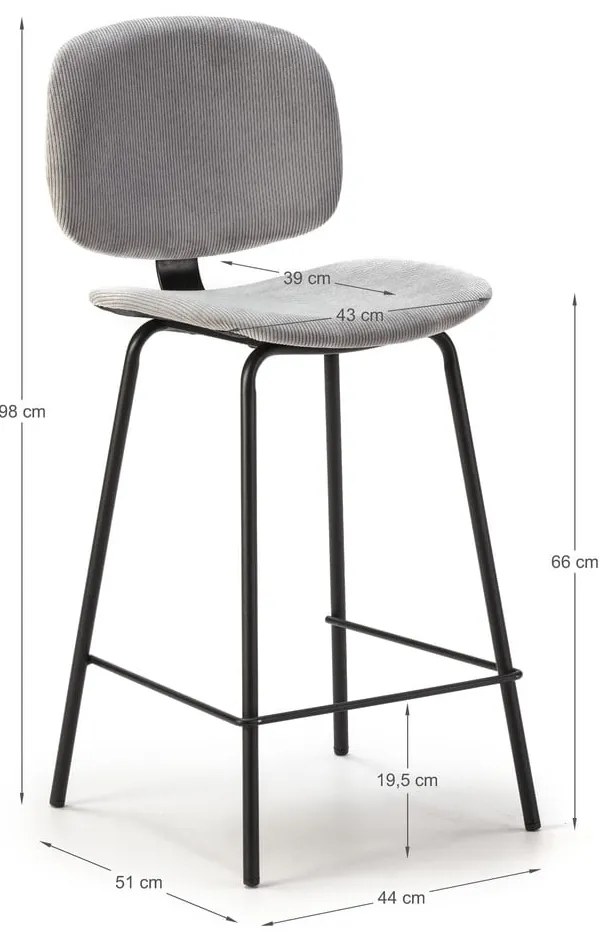 Világosszürke bárszék szett 2 db-os (ülésmagasság 66 cm) Arus – Marckeric