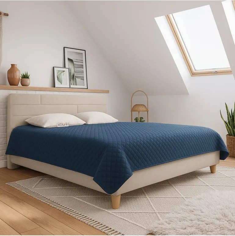 Kárpitozott ágy CALMIRA + rácsos rács + matrac EMI