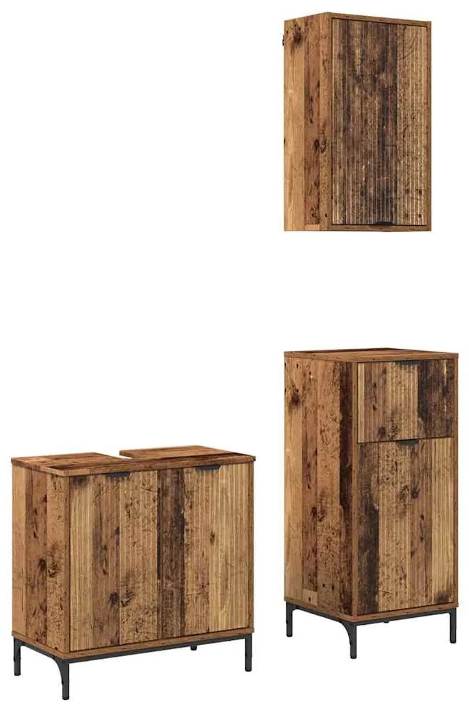 Fürdőszoba bútor szett 3 pcs Régi fa 39.5 x 36 x 88 cm Faanyag