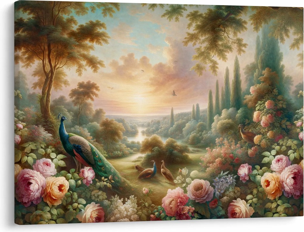 Kép - Pávák a kertben (70x50 cm)