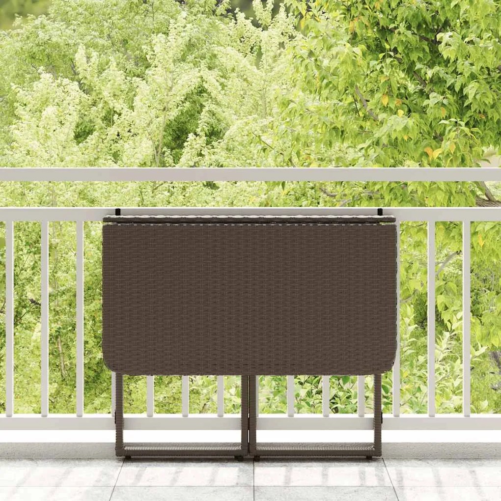 barna polyrattan összecsukható kerti asztal 90x51x75 cm