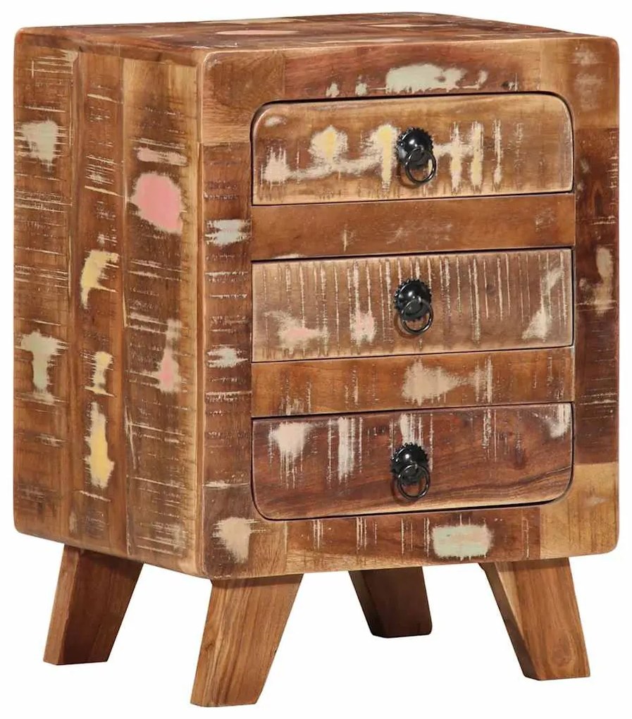 Tömör újrahasznosított fa éjjeliszekrény 37x32x50 cm