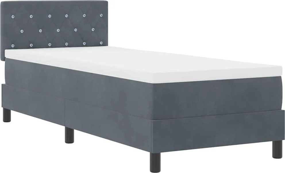 vidaXL LED Box Spring Ágy matracmal Sötétszürke 80 x 200 cm Bársony