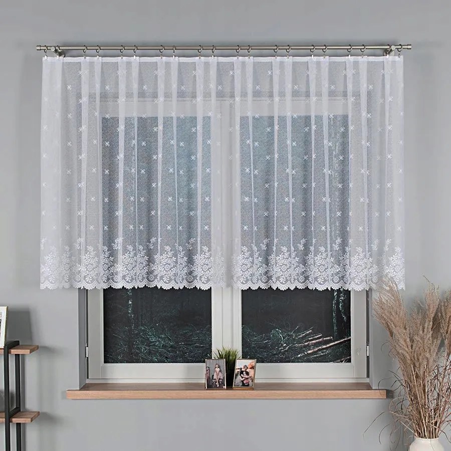 Mg Függöny jacquard 54160M Fehér 500x110cm Kész Szalaggal M