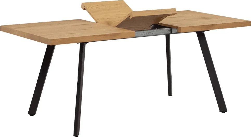 Étkezőasztal, összecsukható, tölgy/fém, 140-180x80 cm, AKAIKO