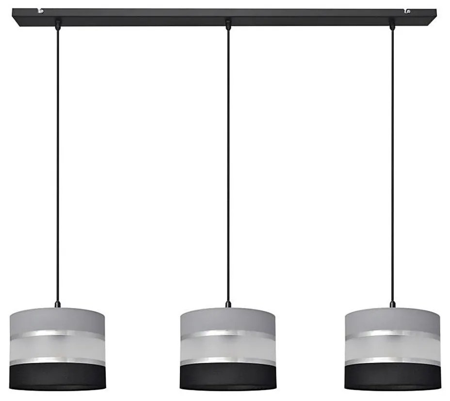 Csillár zsinóron HELEN 3xE27/15W/230V fekete/szürke/ezüst