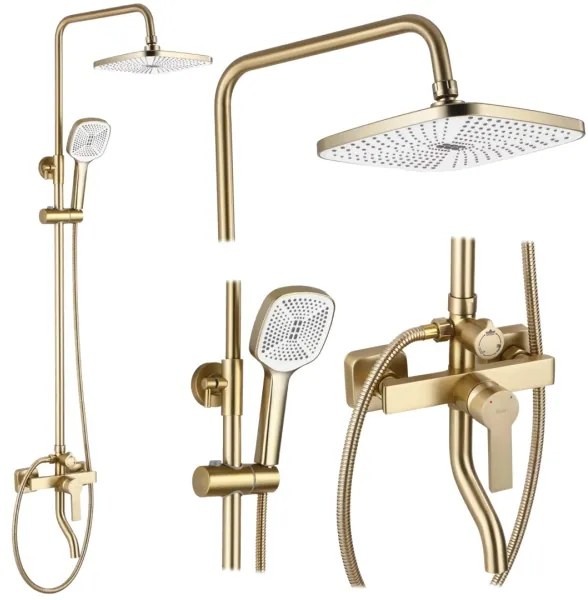 REA-P7841 - ARGUS zuhanyszett csapteleppel, szálcsiszolt arany