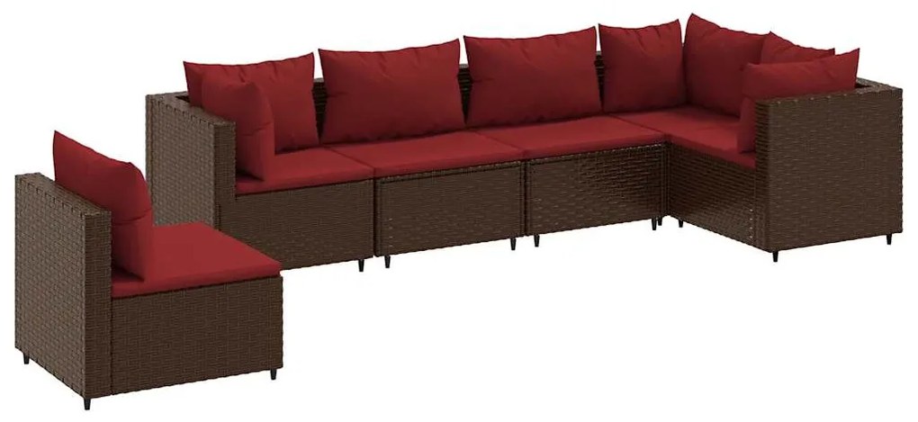 6 részes barna polyrattan kerti ülőgarnitúra párnákkal