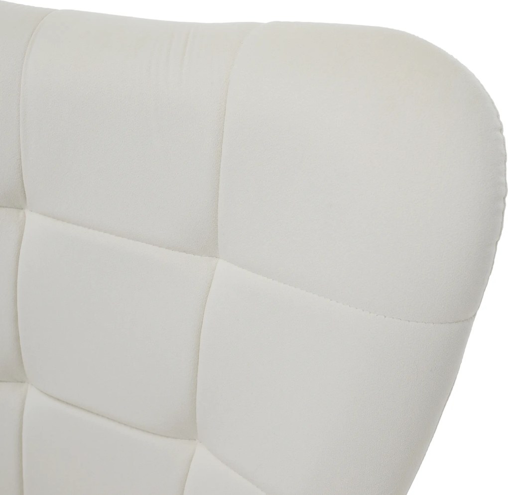 Fotel lábtartóval, fehér Velvet szövet/fekete, HABEN