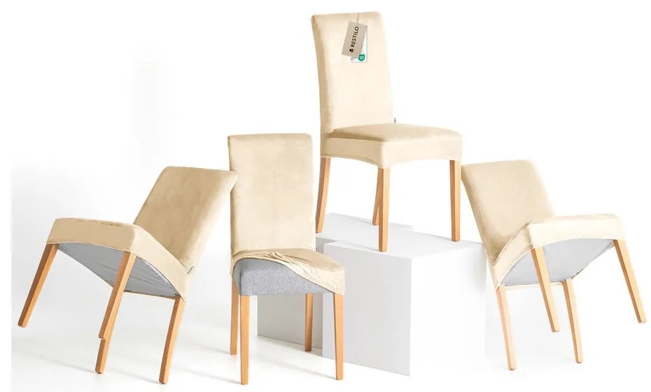 Bézs gumis szék huzat szett 4 db-os 48 cm Sento – Restilo