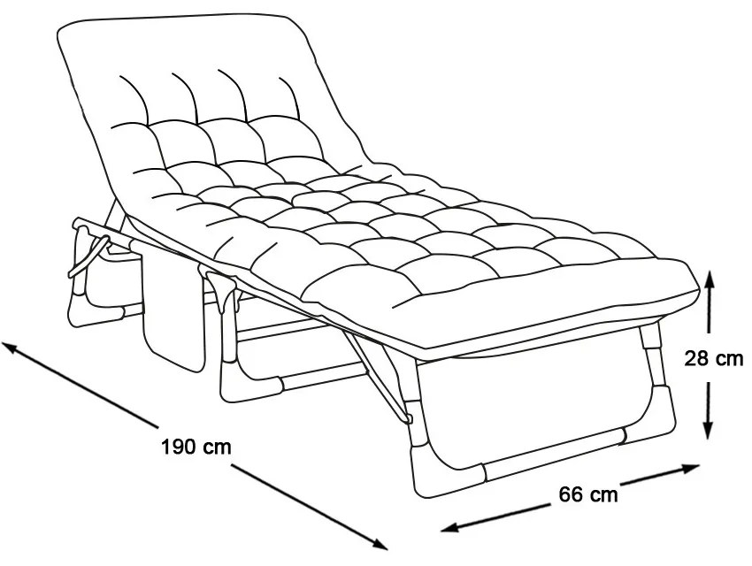Összecsukható kempingágy állítható fejtámlával, 2 színű matraccal