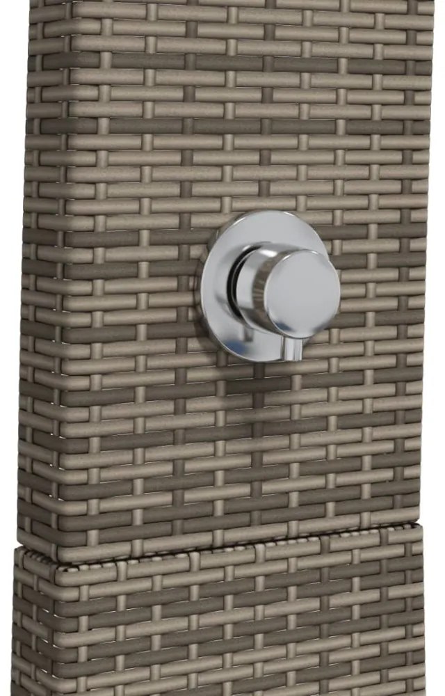 szürke polyrattan és akácfa kültéri zuhanyzó 55 x 60 x 224 cm