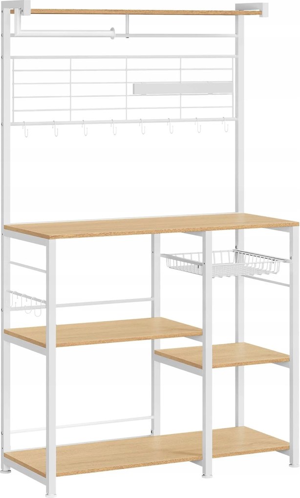 Tömör fehér-bézs konyhaszekrény mágneses léccel 5 polccal 167,3 cm