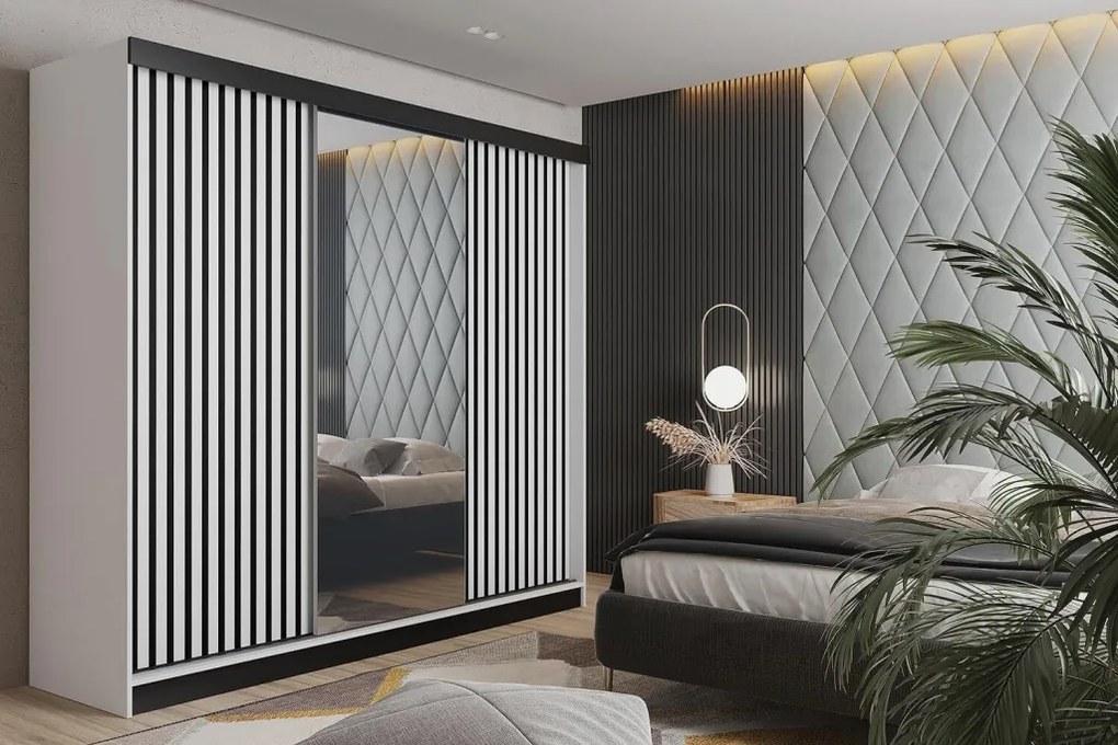 Malani 200 Tolóajtós Szekrény 200cm, Fehér