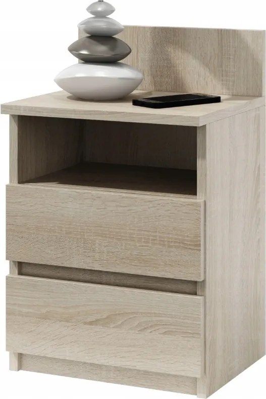 Éjjeliszekrény 2 Fiókos 40X59 CM Hálószoba Sonoma Tölgy Modern MS1