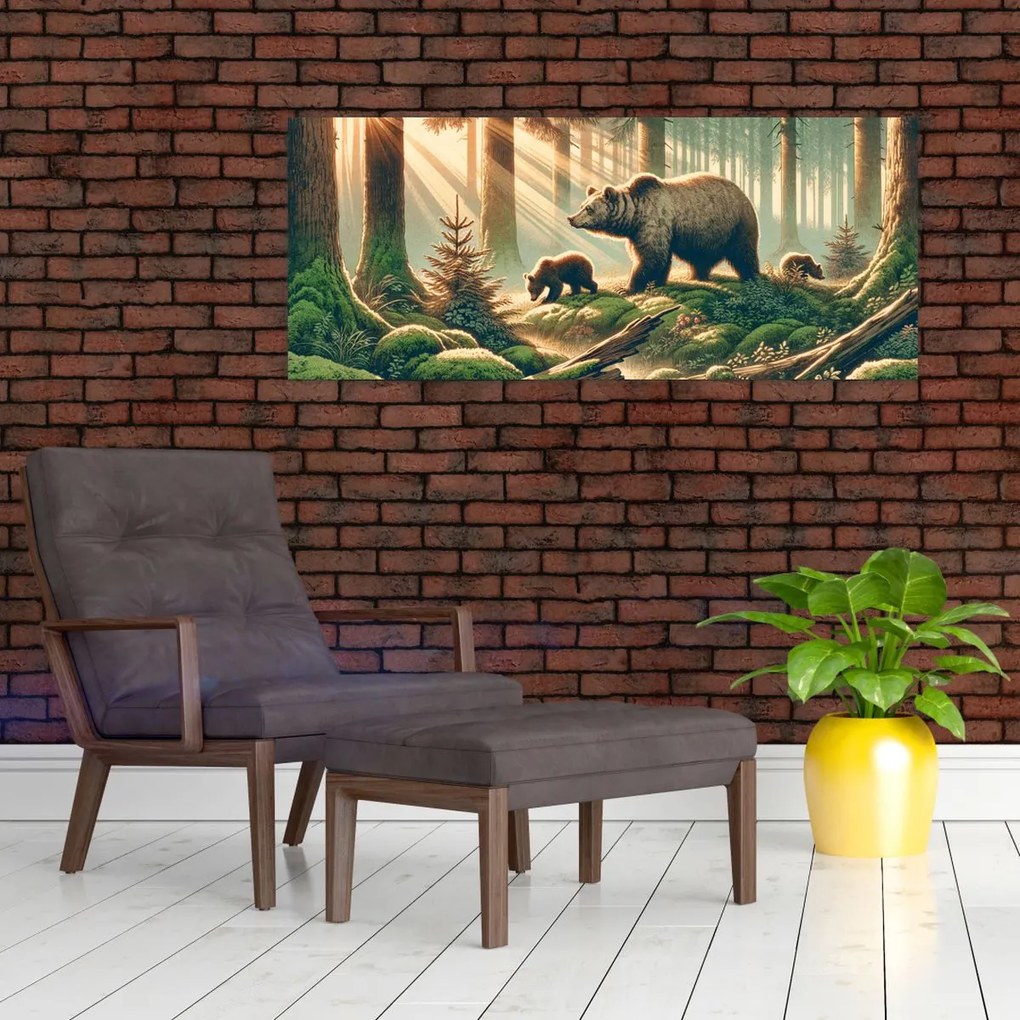 Kép - Medvék az erdőben (120x50 cm)