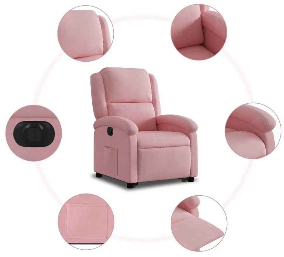 rózsaszín bársony felállást segítő bársony fotel