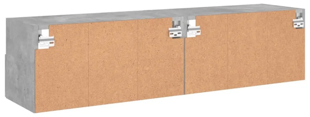 2 db betonszürke szerelt fa fali TV-szekrény 60x30x30 cm