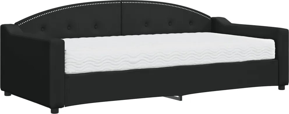 vidaXL fekete szövet kanapéágy matraccal 90 x 200 cm