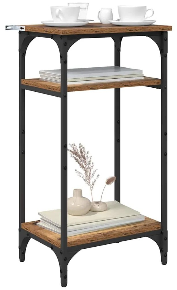 Oldal asztal polcokkal Régi fa 40 x 30 x 75 cm Faanyag