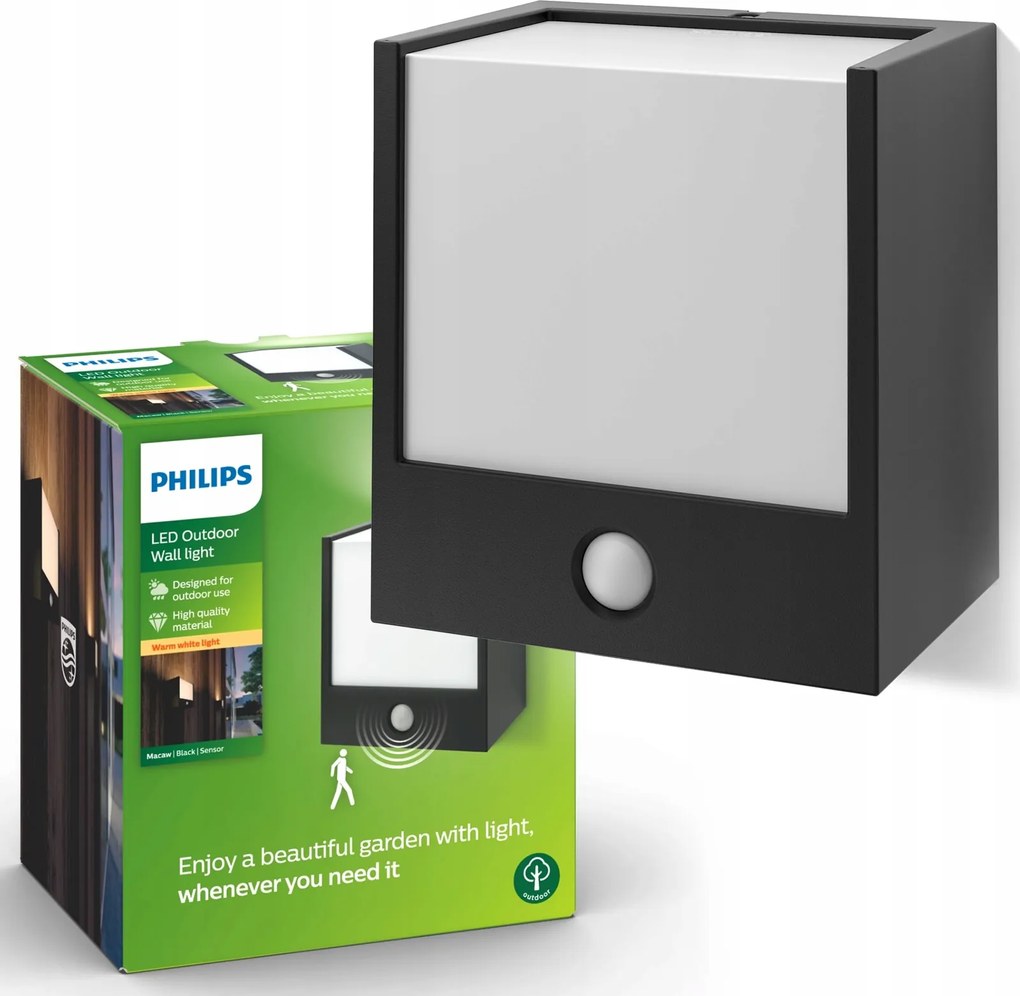 Kerti fali lámpa Kültéri Led 3.5W IP44 Fekete Philips