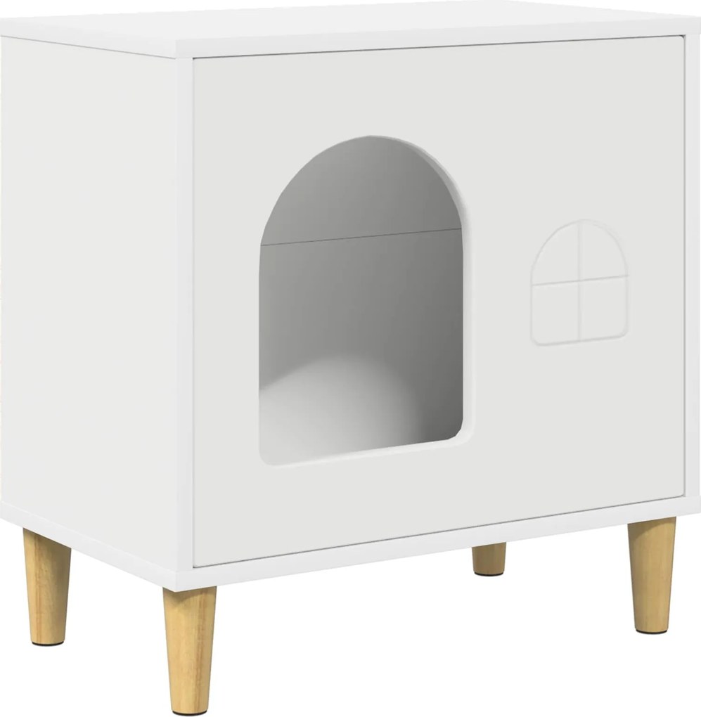 vidaXL Macska Ház Fehér 51 x 30 x 52 cm Faanyag
