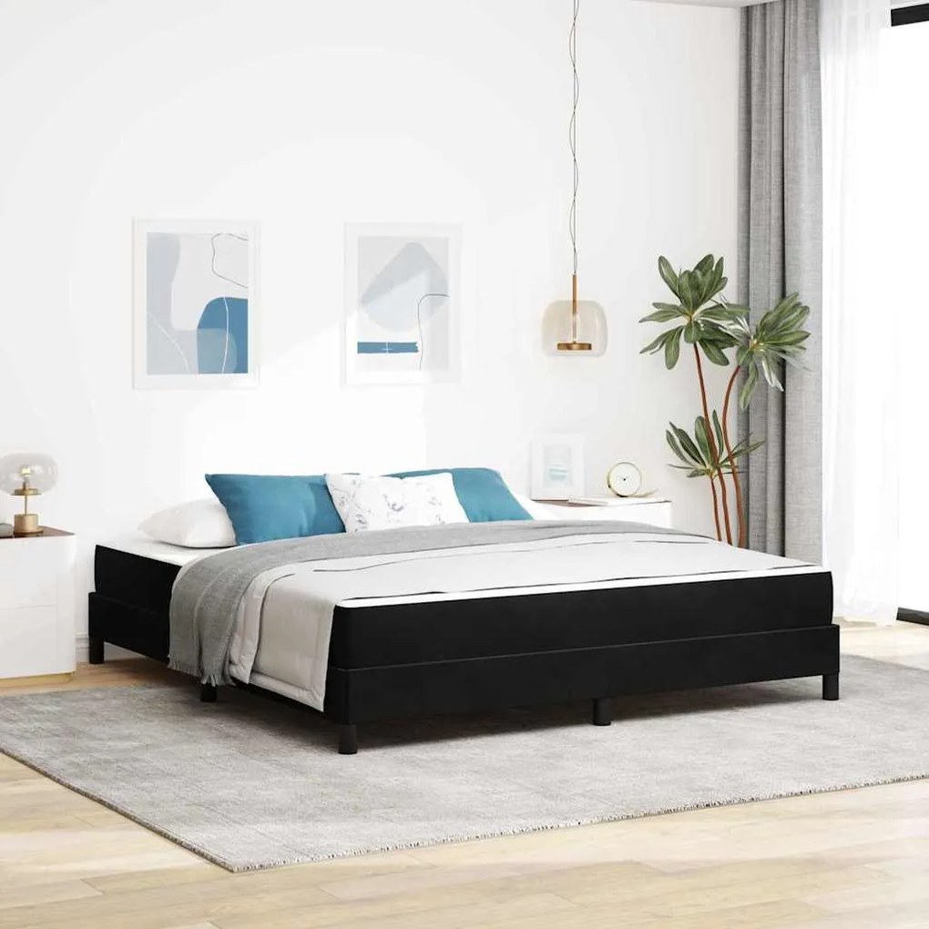Boxspring ágy matraccal matracmal Fekete 180 x 200 cm Bársony