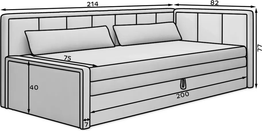 Kék-szürke zsenília kinyitható-tárolóhelyes kanapé 214 cm Fulgeo – ELTAP