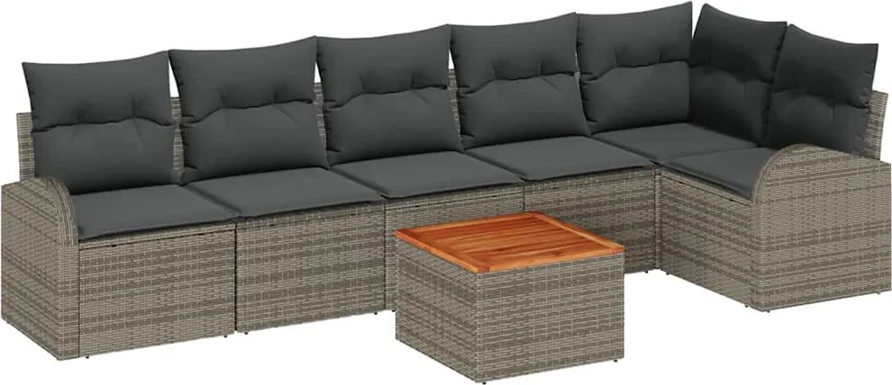 vidaXL Kerti Kanapé Szett tárolóval 7 pcs Szürke polirattan