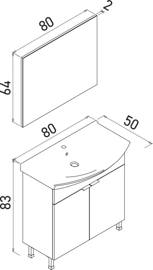 Purus mosdószekrény, 80 cm – TR785PNC1723