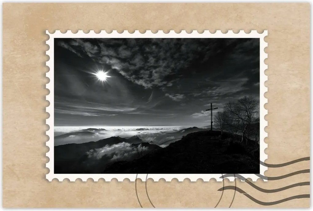 Poszterek 60x40 Hegyi panoráma kereszttel