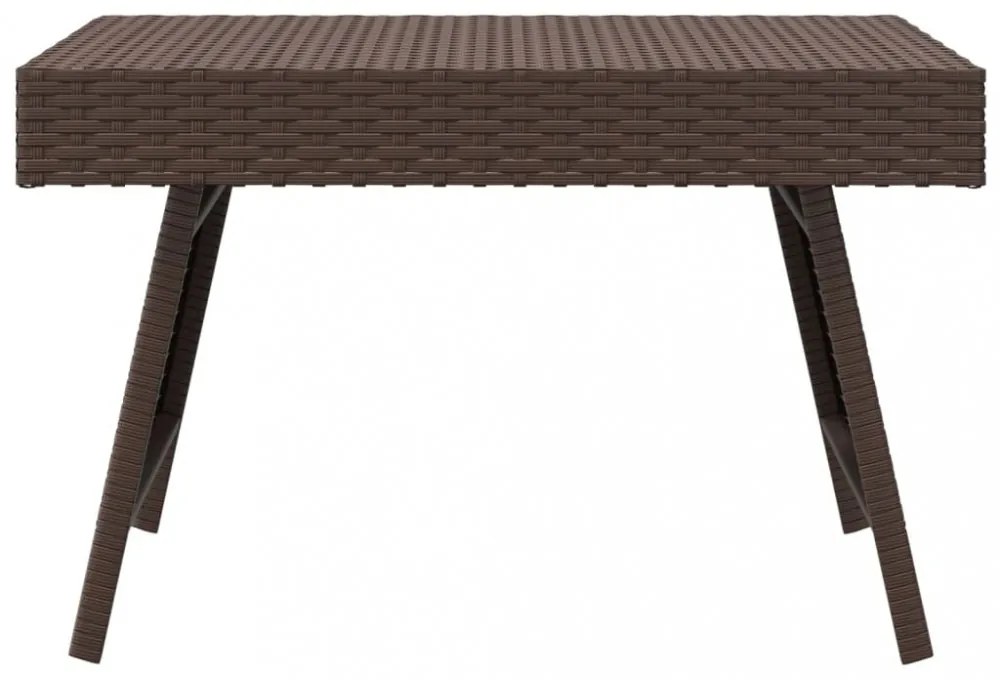 barna összecsukható polyrattan kisasztal 60 x 40 x 38 cm