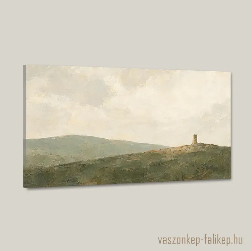 Magányos Őrtorony Vászonkép – Csendes Tájhangulat 40x23 cm