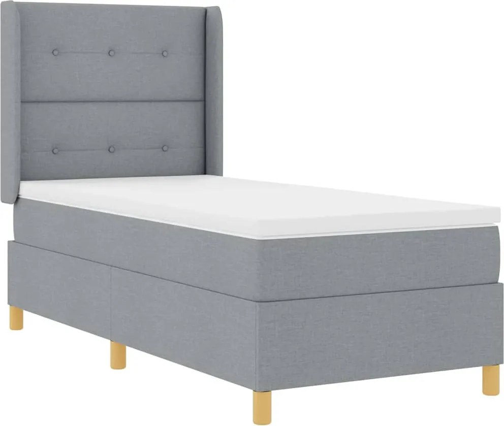 vidaXL Boxrugós ágy matracmal Világosszürke 140 x 200 cm szövet