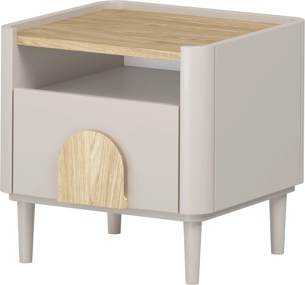 Amilio éjjeliszekrény 50 cm - kasmír / olajozott tölgy / világos tölgy fogantyú