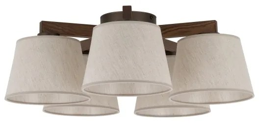 Brilagi - Felületre szerelt csillár LATTE 5xE27/15W/230V fenyő/krémszínű