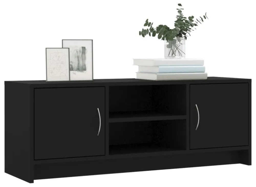fekete szerelt fa TV-szekrény 102x30x37,5 cm