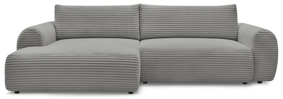 Sötétszürke kordbársony kinyitható sarokkanapé (bal oldali) Lucien – Bobochic Paris