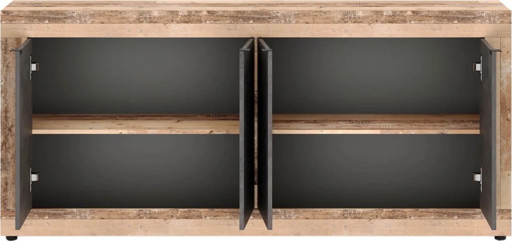 BLAGO komód 180 cm fekete/natúr tölgy