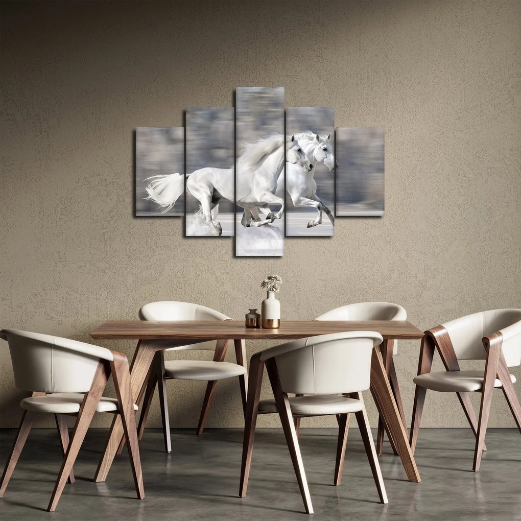 Kép - Fehér lovak télen (150x105 cm)