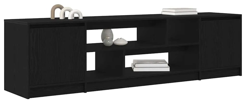 fekete tölgy színű szerelt fa TV-szekrény 188,5x41x50 cm