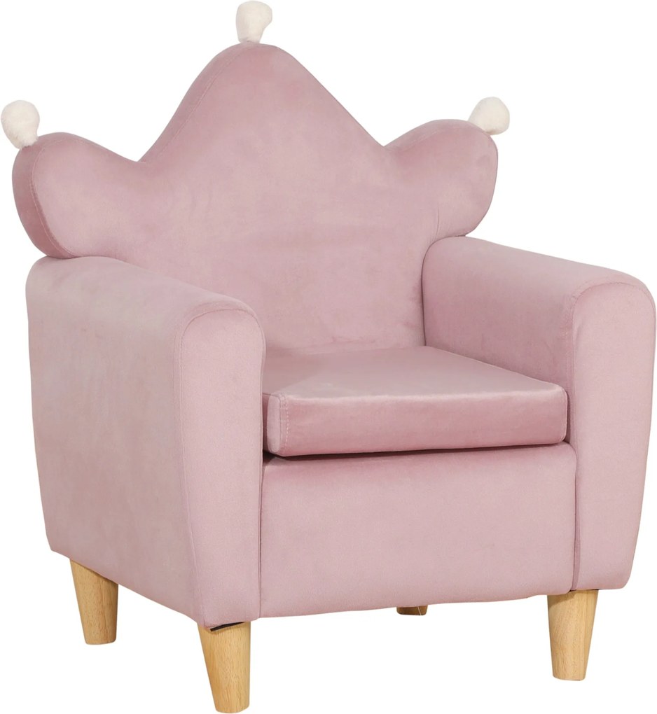 HOMCOM Gyermek Karosszék Mini Kanapé 3+ Éves Gyerekek Számára Párnázott Üléssel, Karfákkal és Fából Készült Szerkezettel, Max. Terhelhetőség 45 kg, 50